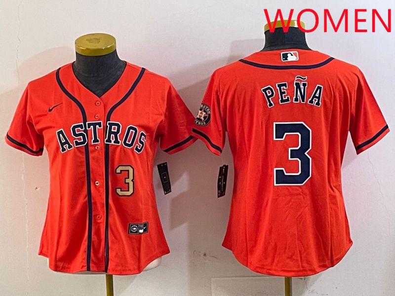 Women Houston Astros #3 Pena Orange Game 2025 Nike MLB Jersey style 5->women mlb jersey->Women Jersey